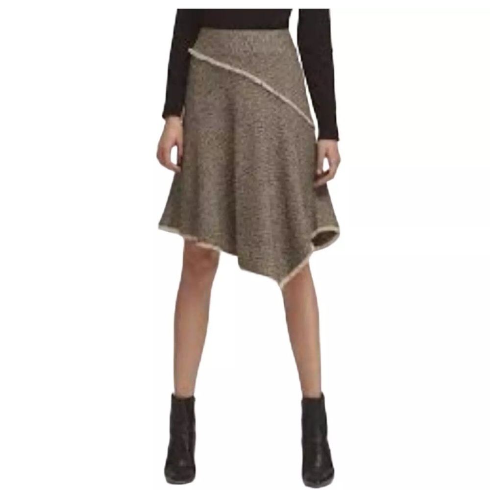DKNY Asymmetrical Fringe Wool Blend Skirt SZ 2